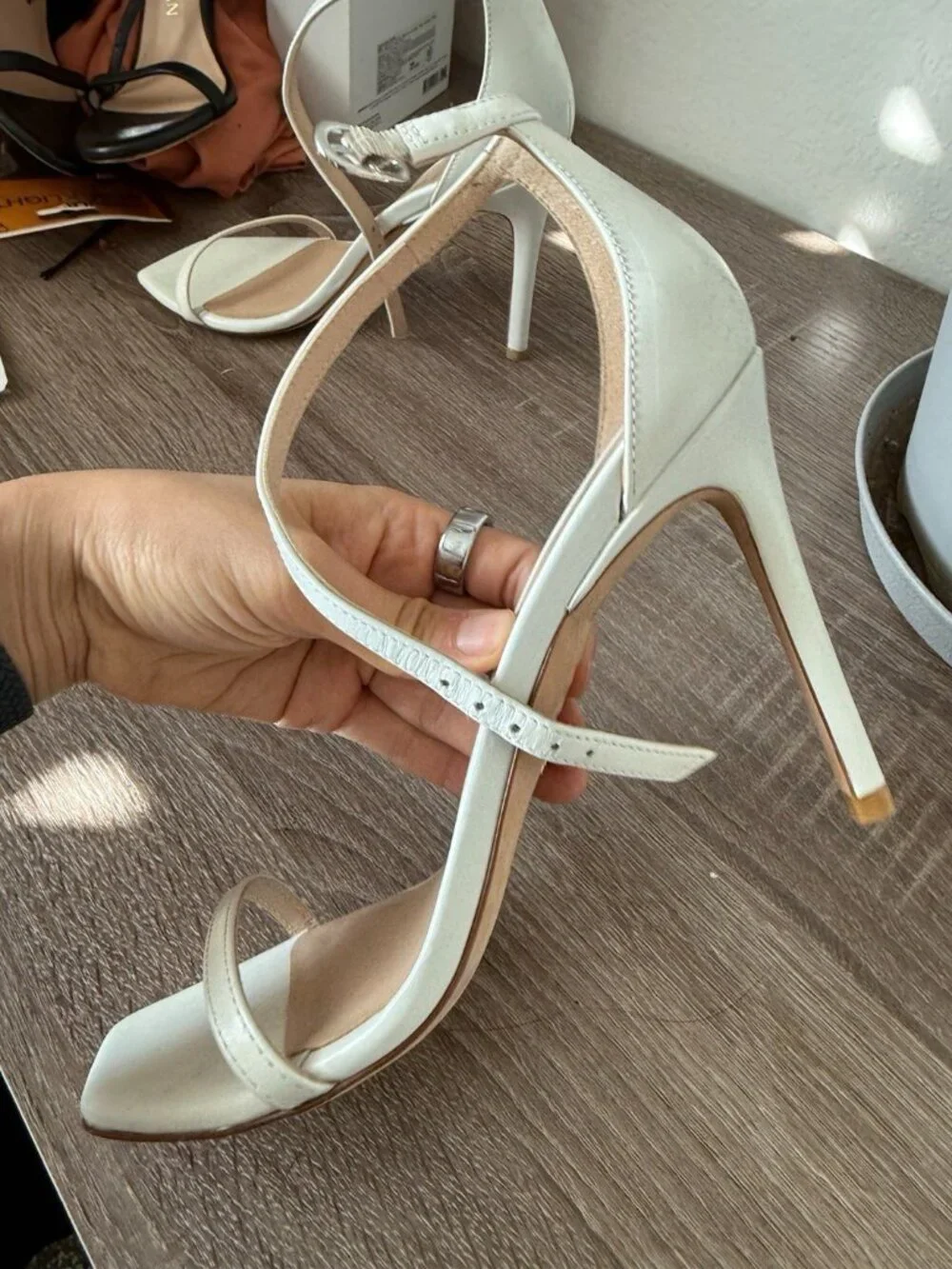 Stuart Weitzman Heels White Ivory Only Tried On Nudist Bridal Sandals - Picture 7 of 8
